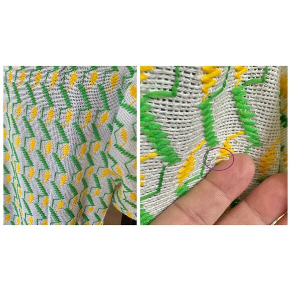 Vintage 60s dress, white, yellow, green zigzag, Mod textured knit - Picture 10 of 10